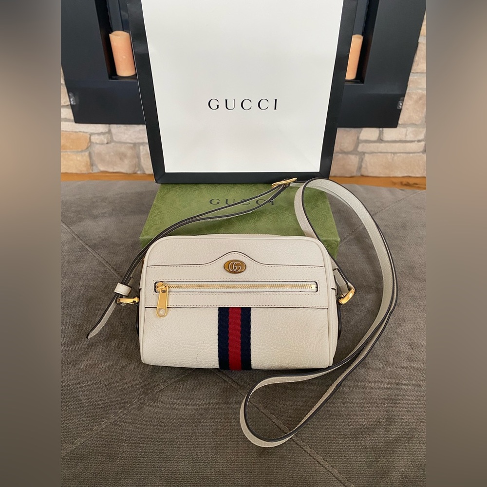 Gucci Mini Ophidia White Crossbody Camera Bag - Used